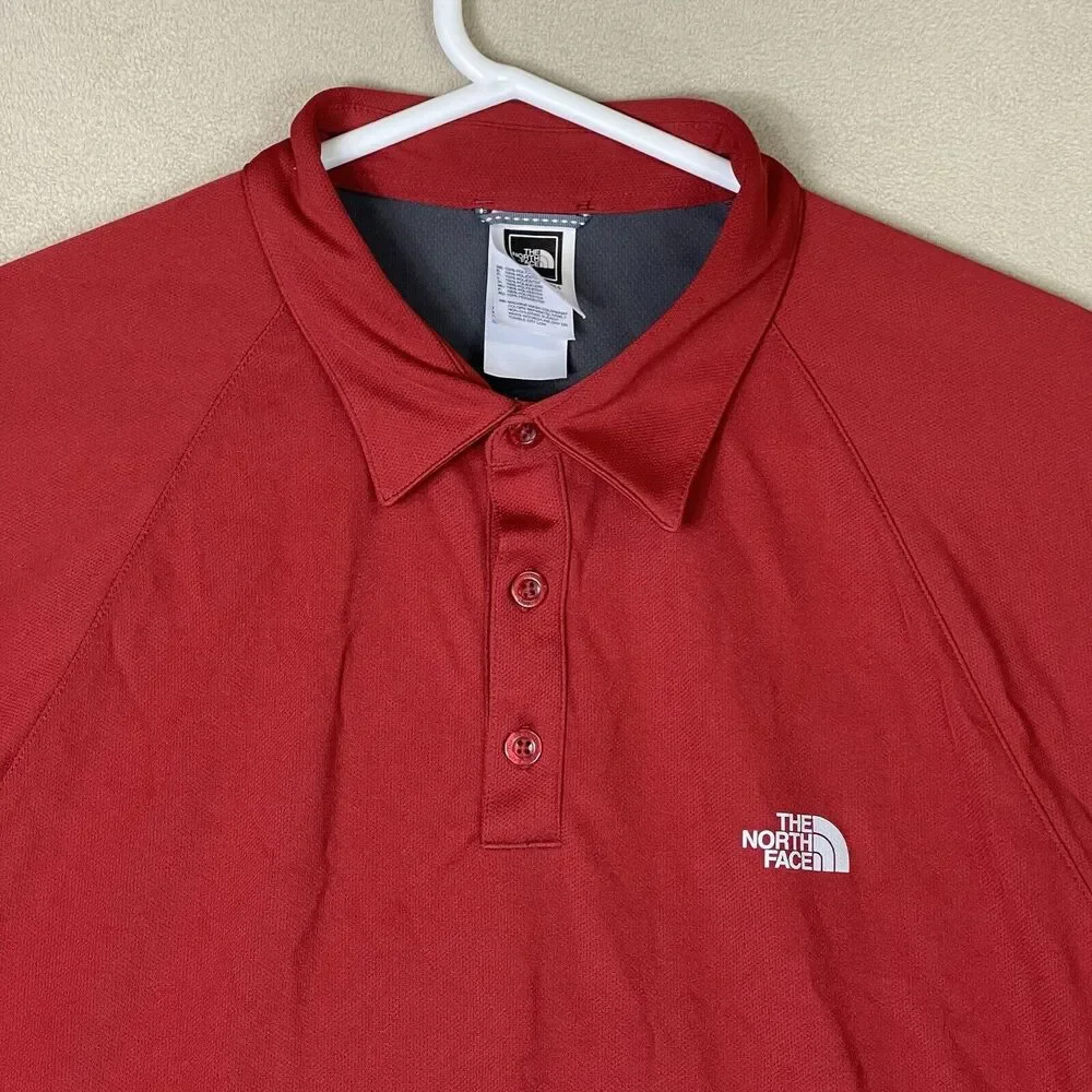 The North‎ Face Polo Shirt Mens Red Extra Large Vapor Wick Large Outdoor Adult